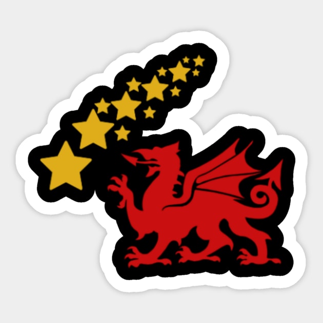 Welsh Dragon Shooting Star Sticker by Celtic Morrigan